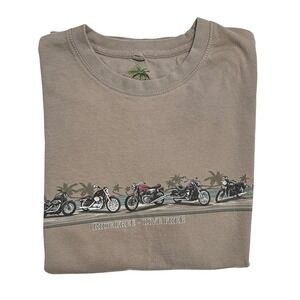 Newport Blue Graphic T-Shirt Mens L Tan Ride Free Live Free Motorcycle Biker Tee